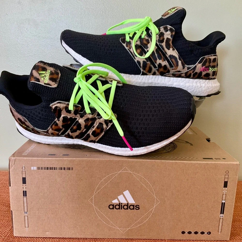 Adidas Ultraboost DNA Leopard Neon Pony Hair Shoes FZ2731 Men10.5 Women 11.5 NIB